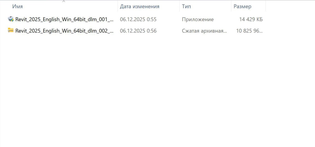 Запуск файла для установки Revit 2025