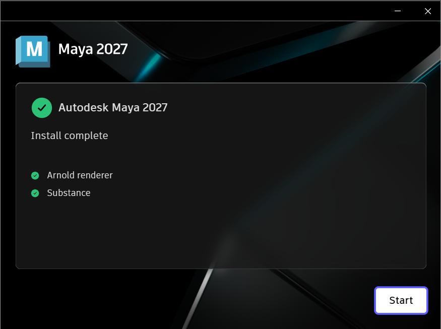 Завершение установки Maya 2027