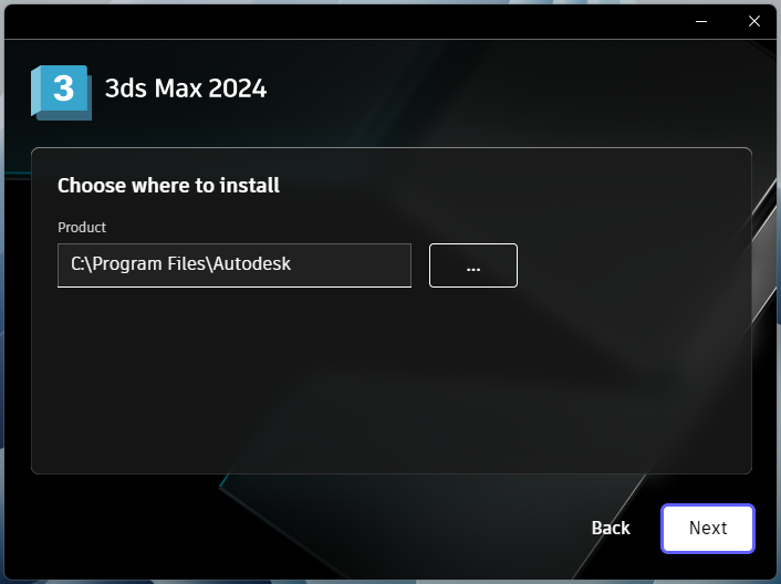 Выбор папки установки 3ds Max 2024 в установщике