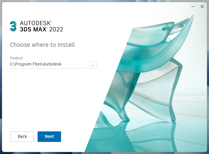 Выбор папки установки 3ds Max 2022 в установщике